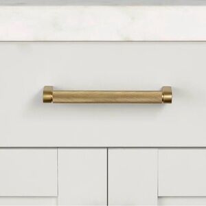 RESTORATION HARDWARE -- LAMBETH KNURLED PULL in Lacquered Burnished Brass QTY 2
